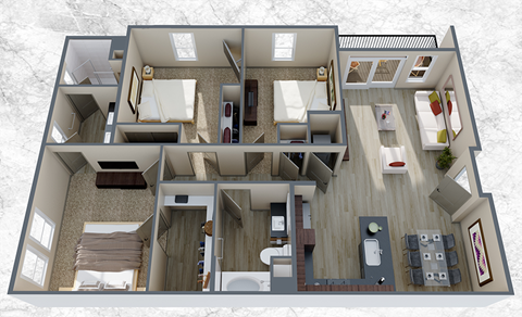 C1  three bedroom  two bathroom